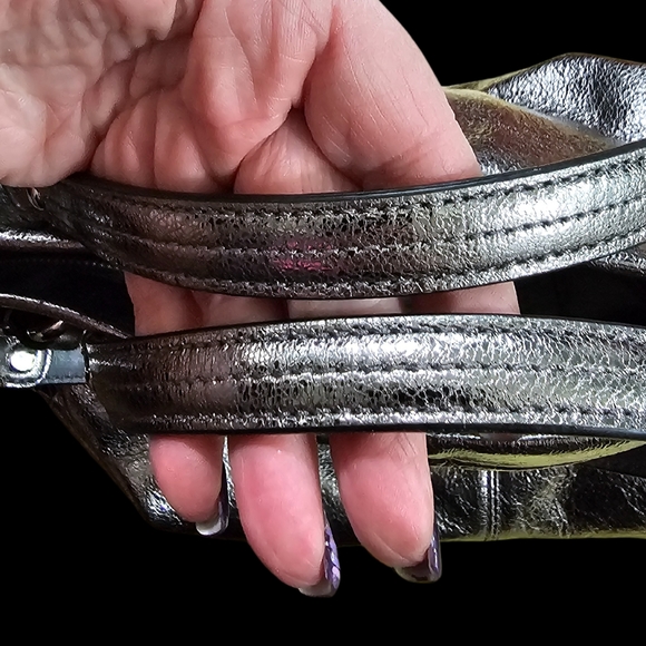 Coach Brooke Handbag Pewter/Silver Metallic Leather - Picture 4 of 8